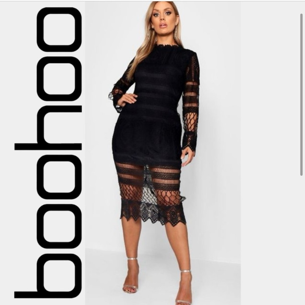 NWT boo hoo black midi dress